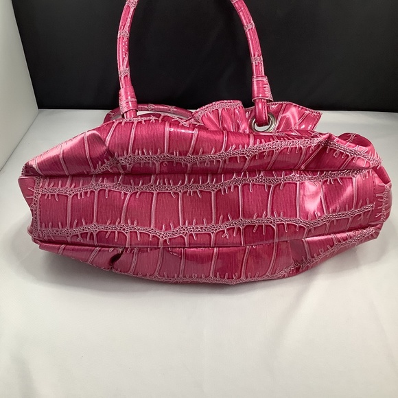 Womens Pink Faux Reptile Patent Leather Hobo Bag - Picture 8 of 12